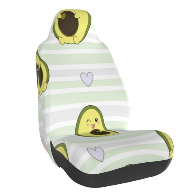 Wukai Avocado of a Hear Full Set Car Seat Covers with Soft Padding Universal Auto Front Seats Protector and Cushion Mat
