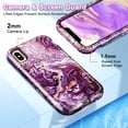 thumbnail image 4 of CASEFIV for iPhone Xs Max Case,Marble Pattern 3 in 1 Heavy Duty Shockproof Full Body Rugged Hard PC+Soft Silicone Drop Protective Phone Cover for Women Girls,Deep Purple, 4 of 8