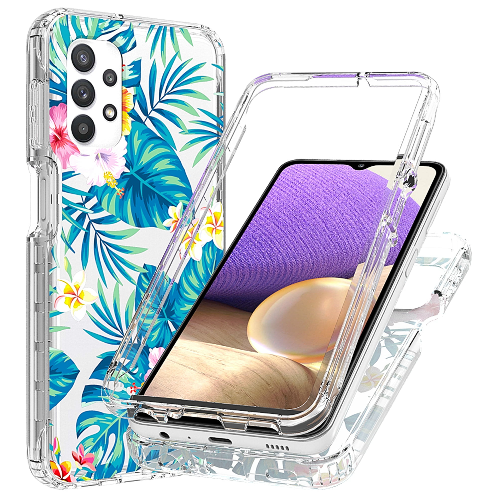NZND Case for Samsung Galaxy A52 Marble Design Sapphire Built-in Screen Protector Full-Body Protective Shockproof Rugged Bumper Cover 4G/5G Impact Resist Durable Phone Case with 