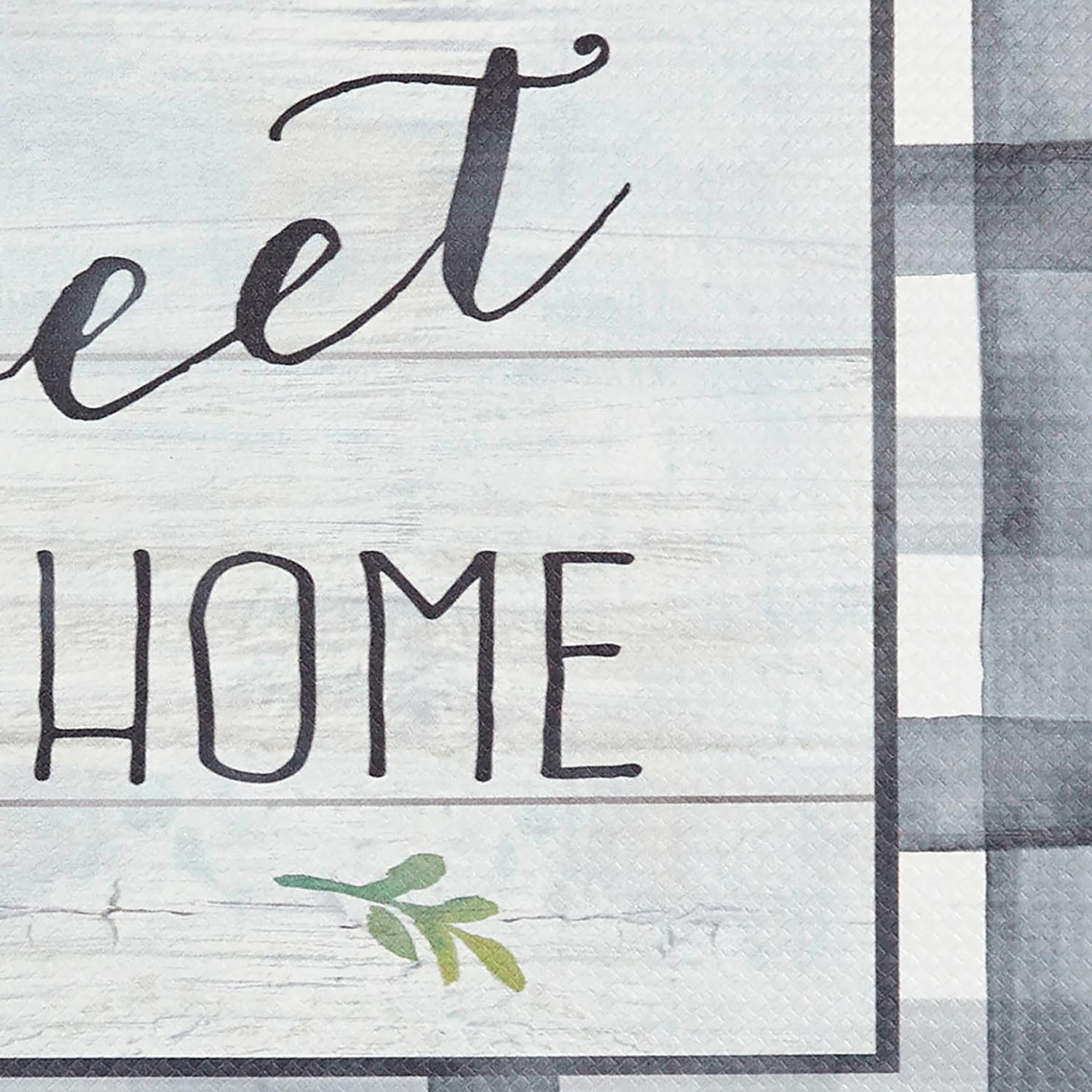 SoHome Cozy Living Home Sweet Home Farmhouse Buffalo Check Border Anti-Fatigue Kitchen Mat, Grey/Green, 17.5"x30"