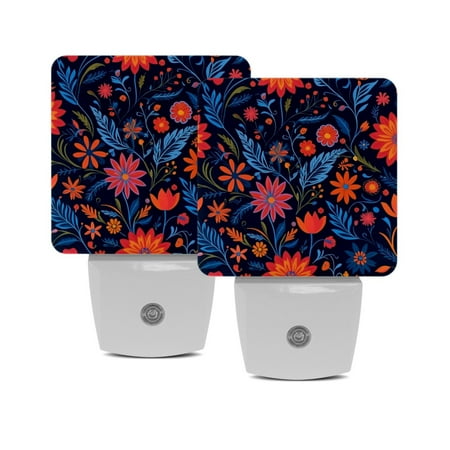 

Night Light Night Lights Plug into Wall Dusk to Dawn Sensor White Led Night Light 2 Pack Nightlight for Bedroom Bathroom Hallway Kitchen Vintage Paisley Cashew Blossom Artistic
