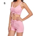 thumbnail image 2 of Eigraketly Traje de baño de mujer con cordón atado inalámbrico acolchado conjunto de deportes de baño vacaciones de verano poliéster Nylon traje de Traje de baño Rosa S Eigraketly OD021111-01, 2 of 6