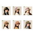 thumbnail image 3 of Elegant Cloche Wool Fedora Hat with Rolled Brim and Bow Women's Felt Bucket Hat, 3 of 19