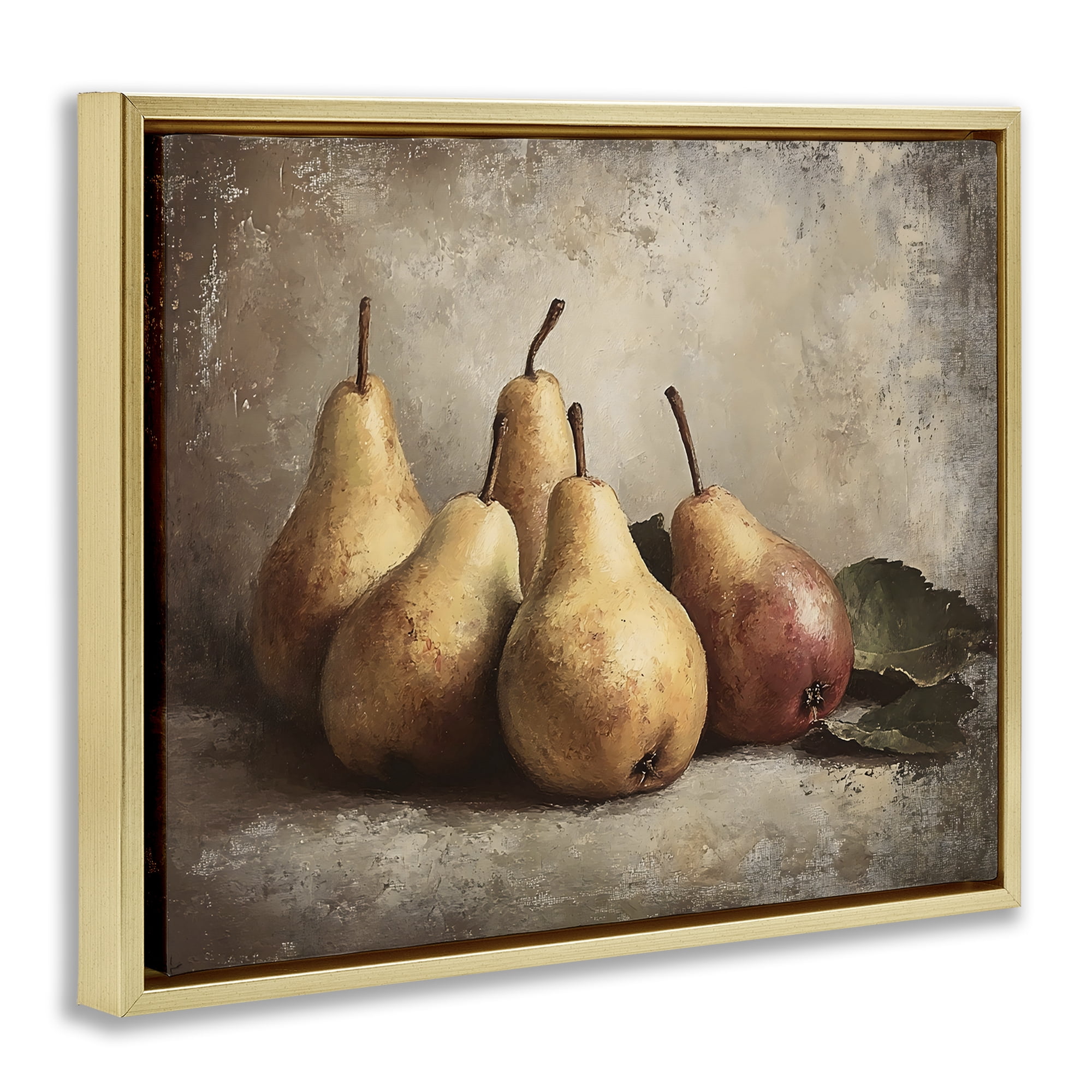 Stupell Industries Neutral Pear Still Life Gold Framed Floater Canvas Wall Art, design by Franklyn Gregory