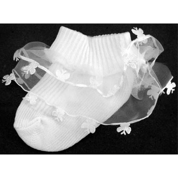 Baby Pageant Socks - Butterfly Lace White Sizes S-L 12 Pairs Lot (Socks3W ^*)