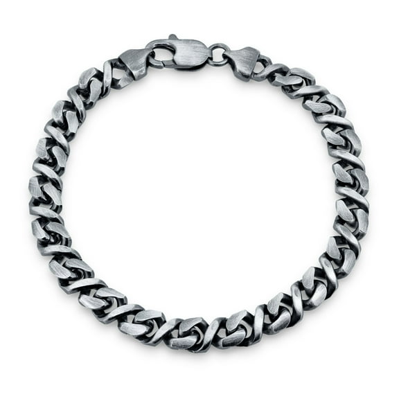 925 Sterling Silver Gun Metal Plated Dollar Cuban 7mm Bracelet Made in Italy 8.25" Jewelry Female