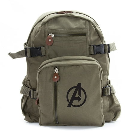 Marvel Superheroes The Avengers Logo Military Backpack Travel School Book (Best Backpack For International Travel)