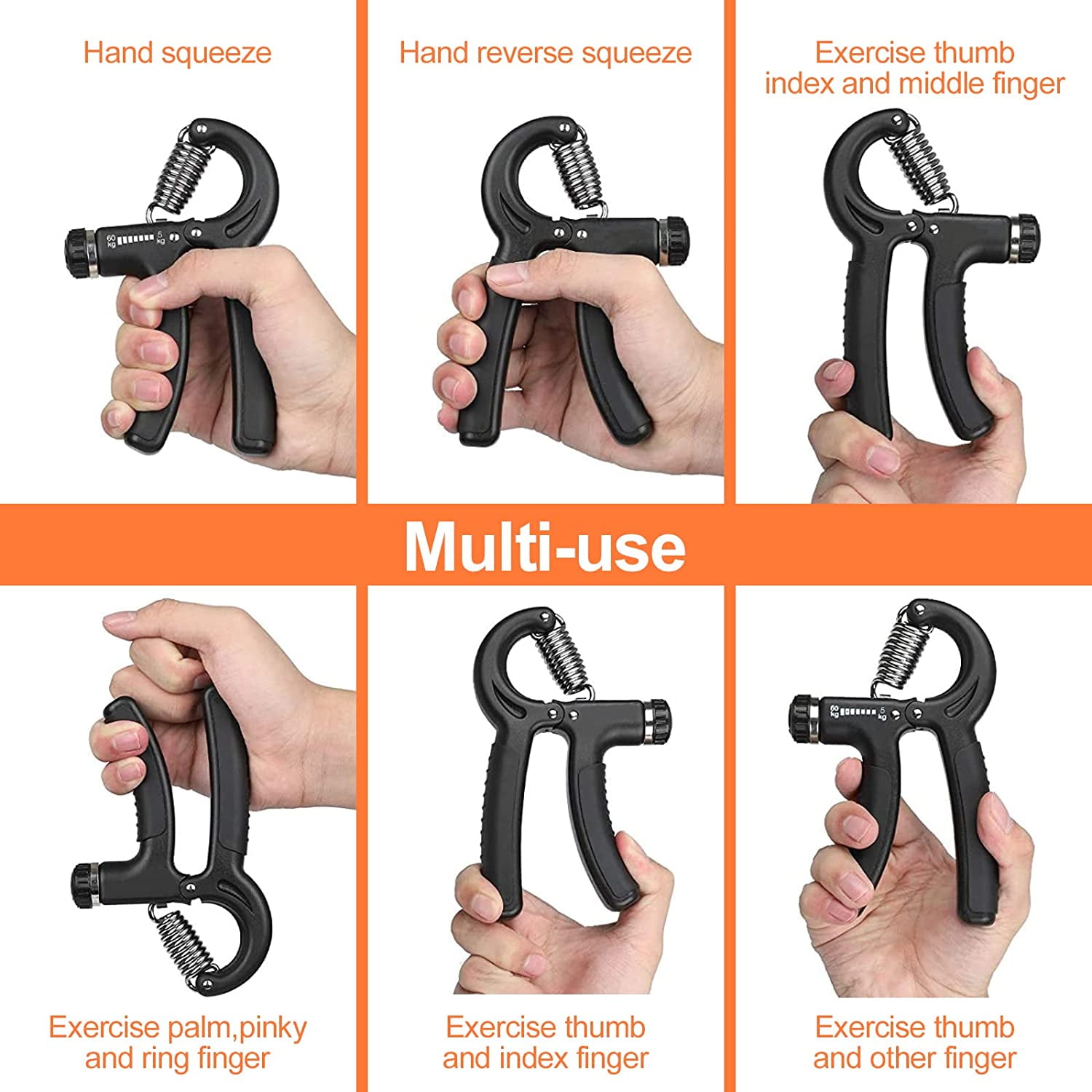 CARBONLIKE Hand Grip Finger Exerciser Adjustable Resistance 5 60kg Hand Grip Exercise Bodybuilding Weight Clamp Training Grip for Fingers and Forearm Strength Walmart