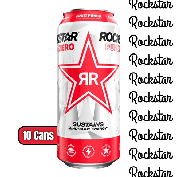 Rockstar Energy Drink Zero Sugar Fruit Punch 16oz Can – Bold Fruity Flavor & Clean Energy