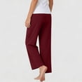 thumbnail image 4 of DailyTrove Ladies Elastic Waist Flowy Wide Leg Pants Lightweight Loose Full Length Summer Casual Walking Pants, 4 of 7