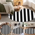 thumbnail image 5 of Black Striped Round Area Rug 4 FT, Non Slip Indoor Outdoor Rug, Modern Farmhouse Black and White Stripes Washable Soft Circular Carpet Non-Shedding Floor Mat for Coffee Table Nursery Foyer Balcony, 5 of 8