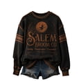 thumbnail image 2 of Textilo Salem Broom Company Printed Sweatshirt for Women Long Sleeve Crewneck Sweatshirts Witch Graphic Shirts Comfort Funny Spooky Season Vintage Top,Dark Gray L, 2 of 4
