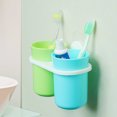 thumbnail image 2 of 1PCS Wall Mounted Toothbrush Holder Double Cup Holders Shower Storage Hanging Rack for Bathroom Kitchen Toilet Accessories (green), 2 of 7