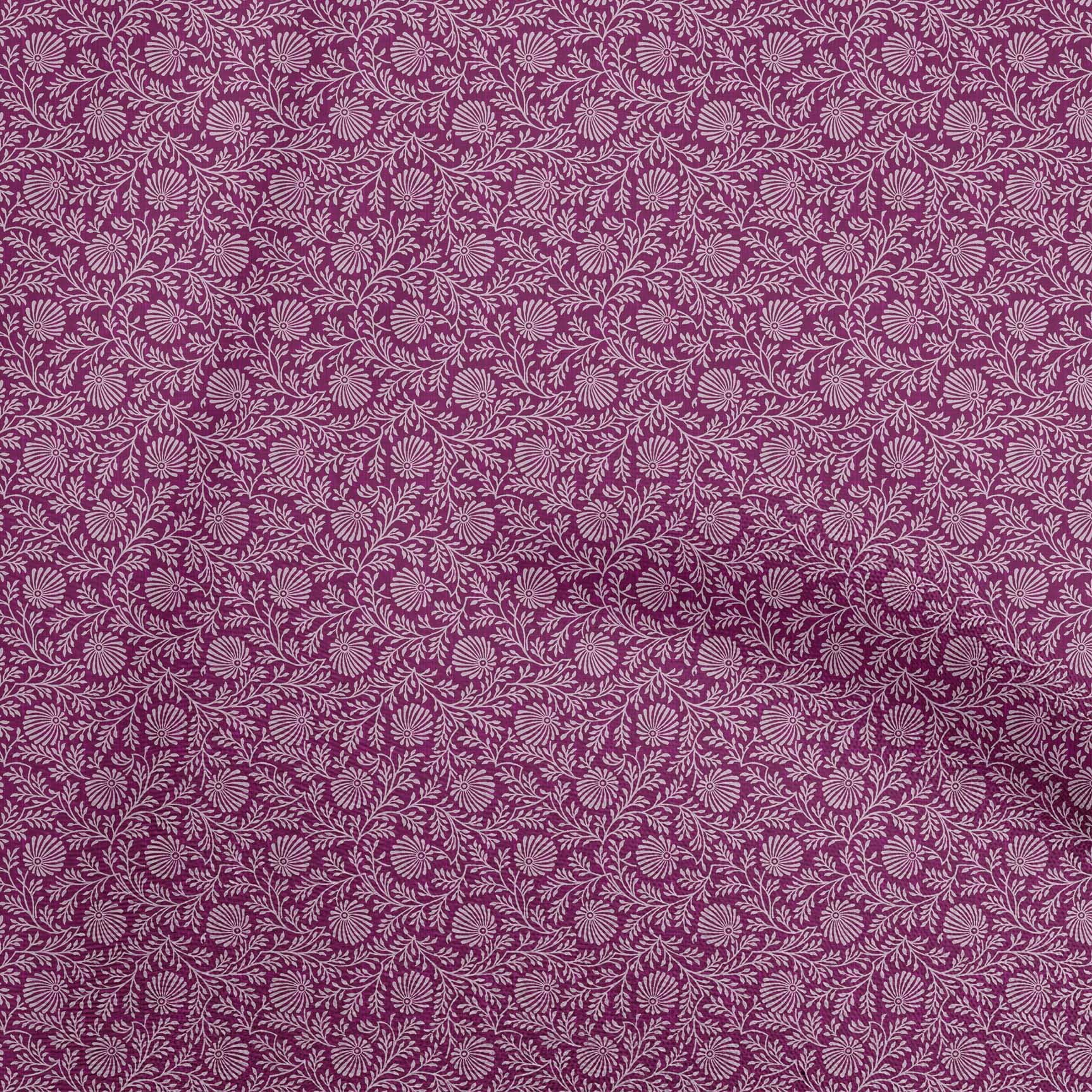 Oneoone silk tabby purple fabric asian block print dress material