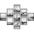 thumbnail image 2 of PixonSign Framed Canvas Print Wall Art Set - Black & White Ocean Seaside Posters - Set of 9 Travel Coastal Photography Modern Art Minimal Wall Décor for Living Room, Bedroom - 12"x16" Black, 2 of 5