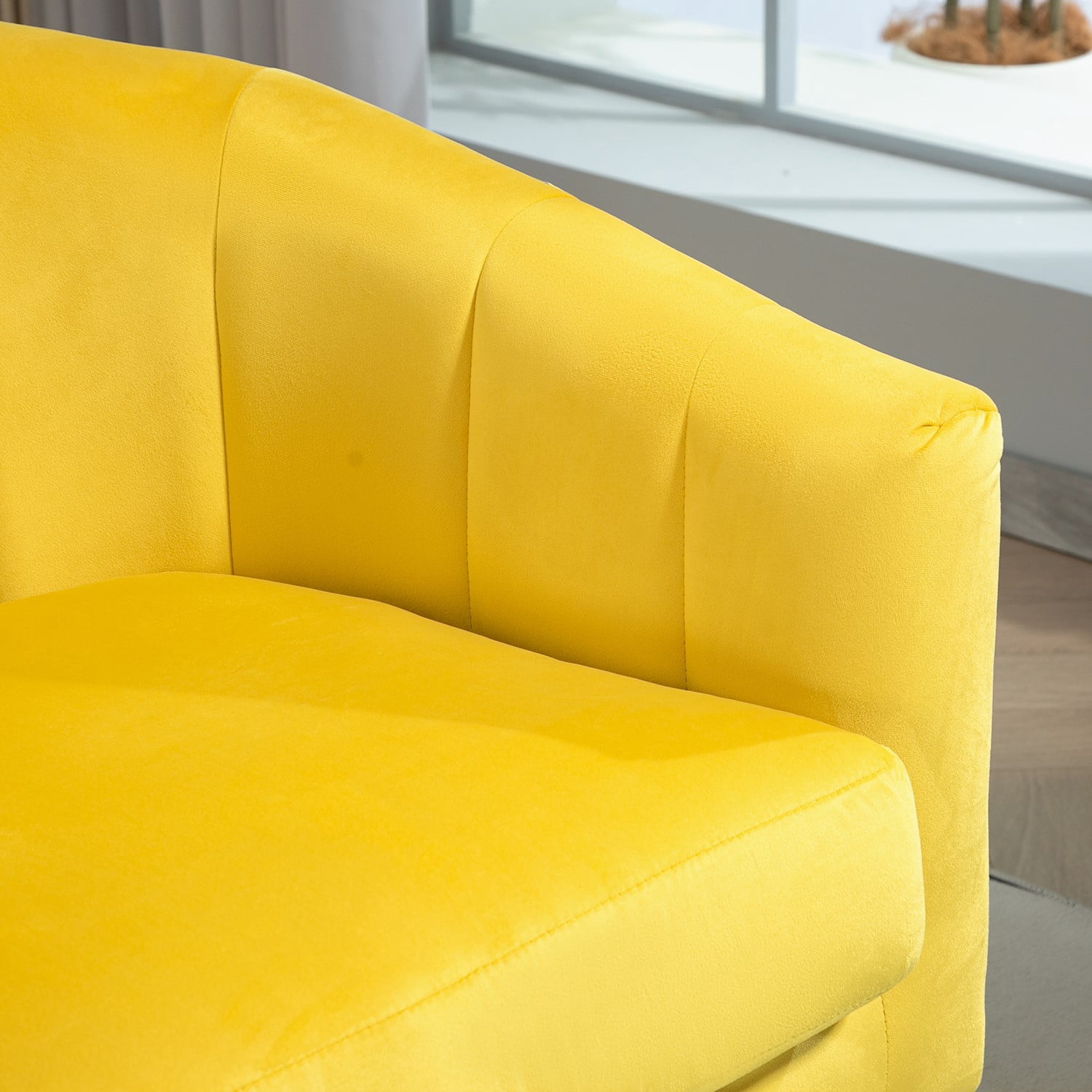 US Pride Furniture Modern Accent Armchair Luxury Gold Frame and Multi-colored Velvet Material Infuse Elegant Flair Yellow