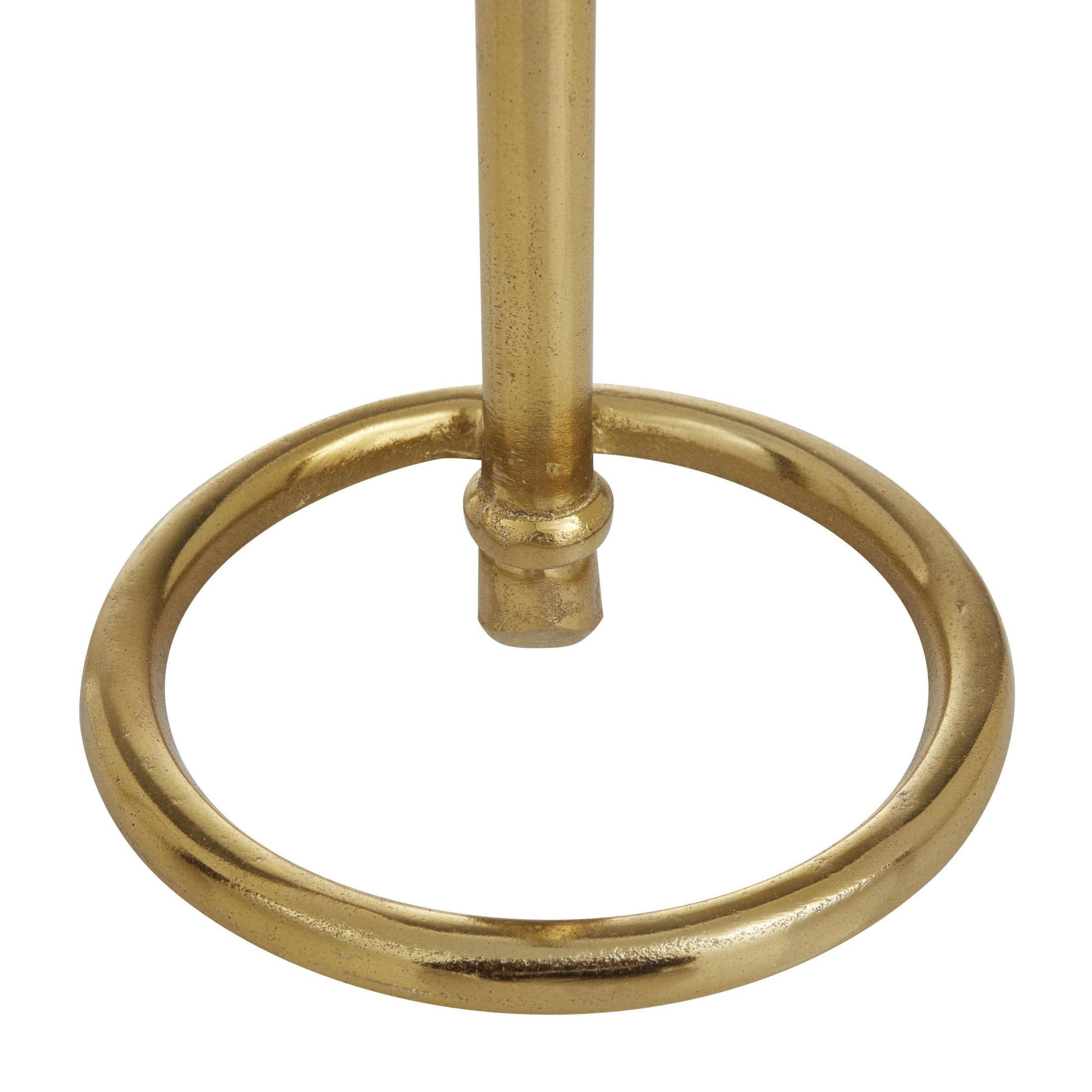 DecMode 3 Candle Gold Aluminum Metal Tapered Candle Holder with Ring Bases, Set of 3