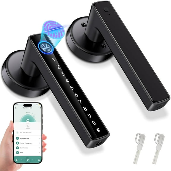 Smart Fingerprint Door Lock, Keyless Entry Front Door Knob,Biometric Door Knob, Code Knob Door Handle Lock with App, Digital Keypad Door Lock for Bedroom, Hotel, Apartment