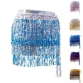 thumbnail image 2 of Women's Sequin Fringe Mini Skirt, Sparkly Tassel Belly Dance Hip Scarf Wrap for Rave Festival Disco Party, 2 of 3
