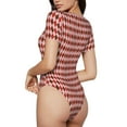 thumbnail image 4 of Uemuo Red and Brown Squares Pattern Women's One Piece Short Sleeve Swimsuit Rash Guard Surfing Modest Quick-drying Swimsuit Beach Essentials-X-Large, 4 of 9