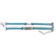 thumbnail image 3 of Vintage Silvertone Bestfriend Infinity Charms Light Blue Braided Leather Rope Bracelet, 3 of 5