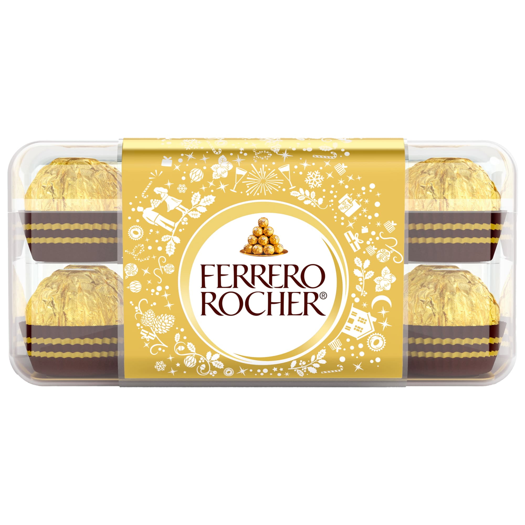 Ferrero Rocher, 16 Count, Premium Gourmet Milk Chocolate Hazelnut, Individually Wrapped Chocolates For Gifting, 7 oz