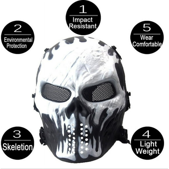 NATEFEMIN Airsoft & Paintball Skull Mask with Full Face Guard Shock-Resistant, Essential for Outdoor Adventure Sports