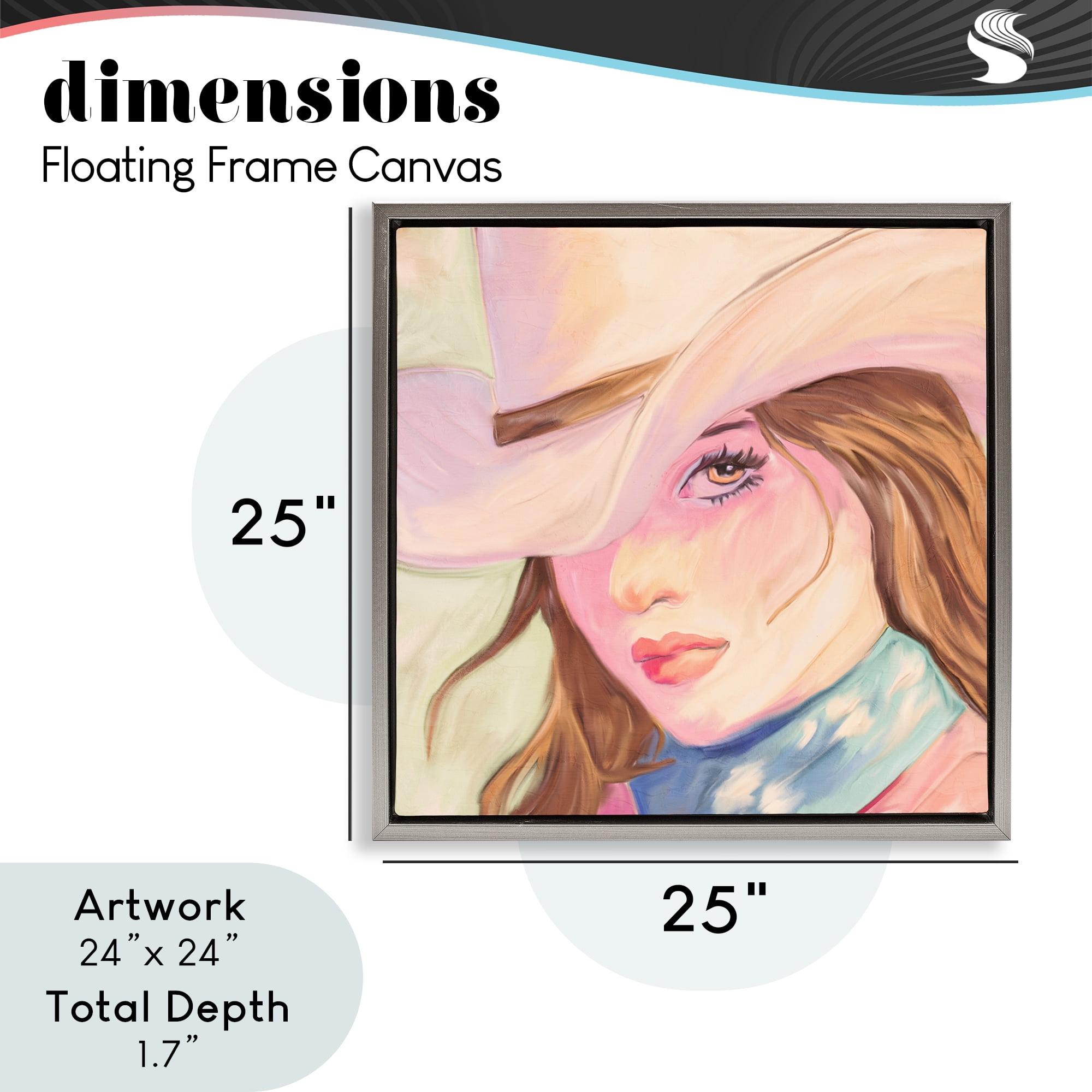 Pastel Cowgirl Brunette Gray Framed Floater Canvas Wall Art, design by Kim Allen