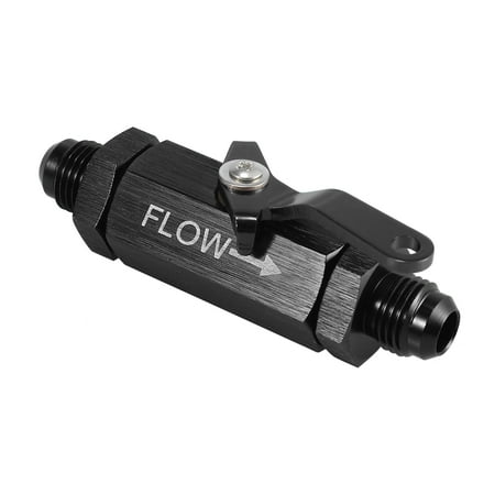 AN6 -6AN 9/16 -18 Thread Male Fitting 3/8 Inline Fuel Shut Off Valve Cut Off w/ Cable Lever for Car Motorcycle Black