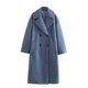 thumbnail image 3 of HH TRAF Abrigos de invierno de moda para mujer, lisos, cuello vuelto, mangas largas, bolsillos, doble botonadura, elegante abrigo suelto para mujer, 3 of 5