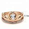 thumbnail image 2 of Luxe Jewelry Designs 2-Piece Stainless Steel Women's Heart Design Ring with Cubic Zirconia, Size 7, 2 of 4
