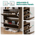 thumbnail image 5 of Smuxee Shoe Cabinet with Hanging Storage for Clothes and Bags,Entryway Freestanding Slim Shoe Organizer,Brown, 5 of 8