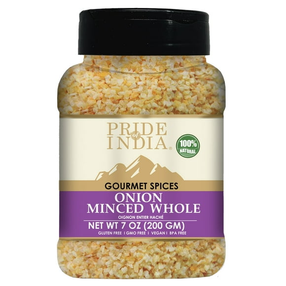Pride of India- Minced Onion 6 oz (170 gm)- Ready to Use Fresh Onion- Time Saving Sweet & Salty Flavoured Ingredient- Gluten Free, Vegan, Non-GMO