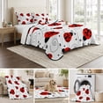 thumbnail image 6 of Full Quilt Set 78''x90'', Ladybug Lightweight Bedspread Coverlet Set with 2 Pillow Shams, Cartoon Red Black Dots Animals Modern Simple Breathable All Season Quilt Bedding for Bedroom/Guest Room, 6 of 9
