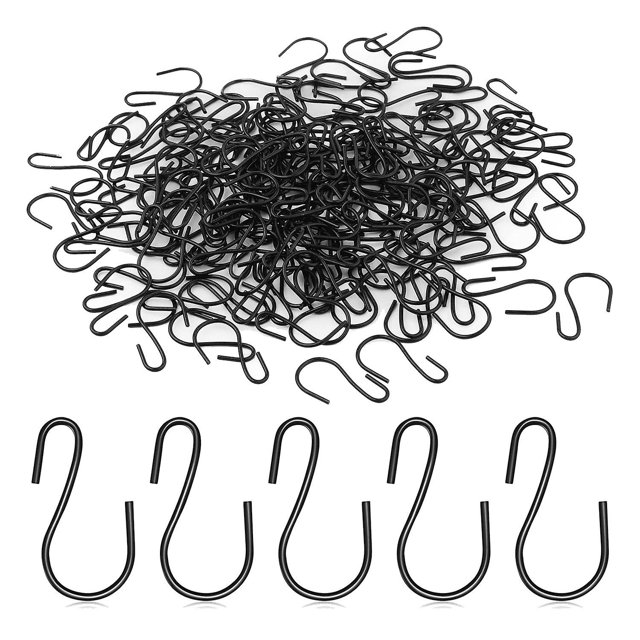 120 piezas de 1 pulgada en forma de S, mini forma de S, forma de S pequeña, mini forma de S de metal decorativa, para manualidades (negro) Negro