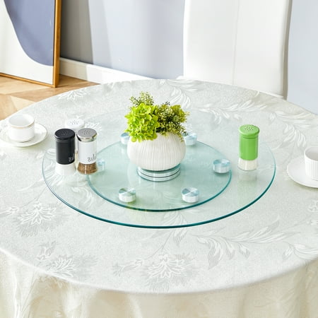 

Double Layer Rotatable Round Glass.The Rotatable Design Makes It More Convenient To Retrieve and Place Items.The Upper Glass Has A Diameter Of 24 Inches While The Lower Glass15 Inches. Transparent