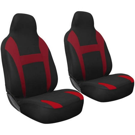 Oxgord 2-Piece Integrated Flat Cloth Bucket Seat Covers, Universal Fit for Car/Truck/Van/SUV, Airbag