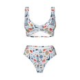 thumbnail image 4 of Rocae Watercolor Nautical for Bikini Set for Women Two Piece Sexy High Swimsuits Split Crossover Bikini Small, 4 of 9