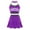 Purple, variant on YONGHS Kids Girls Cheer Leader Costume Cheerleading Uniform Outfit Top Vest Pleated Skirt 2PCS Set Red 16