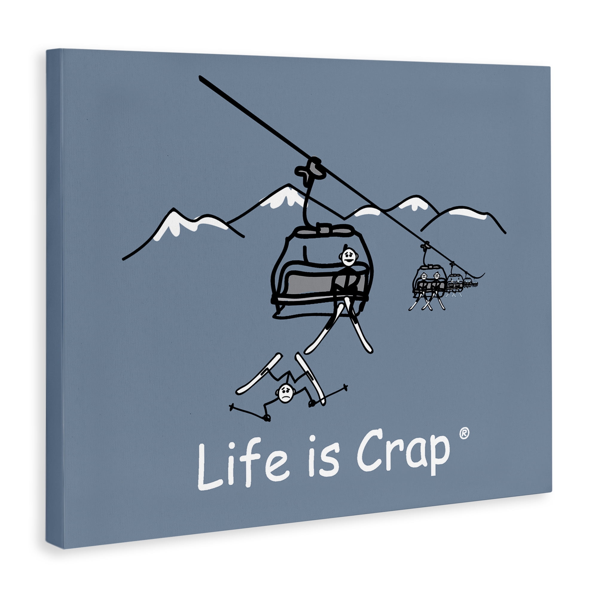 Stupell Industries Falling Ski Lift Novelty & Humor Painting Wrapped Canvas Art Print Wall Art, 30 x 24