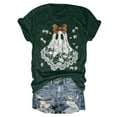 thumbnail image 5 of enyan Funny Halloween Costume Ghost Halloween T-Shirt for Women Cute Ghost Cat Graphic Tee Spooky Season Shirt Vintage Short Sleeve Casual Fall Tops Dark Green,XL, 5 of 6