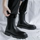 thumbnail image 2 of Botas de hombre estilo Chelsea botines negros trabajo de invierno botines de cuero de caña alta más botas de lana para motocicletas C1175, 2 of 5