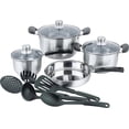 thumbnail image 1 of Juego de Cacerolas de Acero Inoxidable Ambient 21 Bateria de cocina con Utensilios de Nylon Plateada, 1 of 12