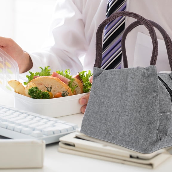 NICERIO Grey Oxford Cloth Insulation Bento Lunch Bag Portable Reusable 1 Pc