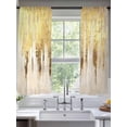 thumbnail image 3 of Sheer Curtains 72 Inches Long, Abstract Gold Light Filtering Window Curtains for Living Room/Bedroom, Modern Brush Luxury Strokes Artwork Rod Pocket Voile Sheer Curtain Drapes, 52"W x 72"L, 2 Panels, 3 of 8