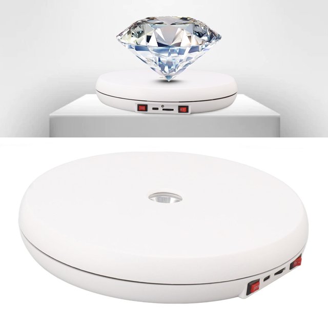 Mesa de Exhibición Giratoria Eléctrica Luz LED Giratoria de 360 25 Cm 20 Kg Capacidad de Carga Soporte de Exhibición de Tocadiscos para Joyería ANGGREK Otros