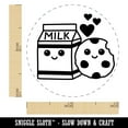 thumbnail image 2 of Cute Milk and Cookies Best Friends Love Self-Inking Rubber Stamp Ink Stamper - Green Ink - Mini 1/2 Inch, 2 of 7