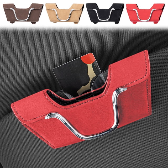 Funda para gafas de coche para parasol - Soporte magnético para gafas de sol con forro de ante, caja universal de almacenamiento interior para gafas