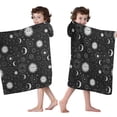 thumbnail image 4 of Black White Zodiac Sun Moon Pattern Hooded Bath Towel，50"x30" for Ages 3 To 12 Kids, Quick Dry Lightweight Soft Microfiber Hood Beach Towel Cover Up for Kids, 4 of 7