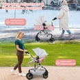 thumbnail image 4 of Vomeast Baby Stroller, Foldable Baby Stroller Reversible Bassinet, Travel Stroller for Newborn, Pink & Gray, 4 of 9